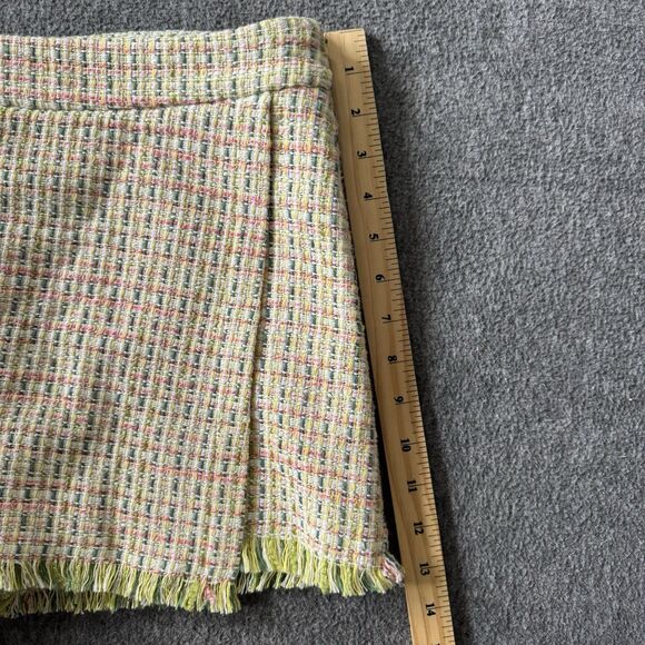 Zara Pink Green Tweed Texture Plaid Mini Skort Skirt Womens Size Medium - Picture 10 of 10